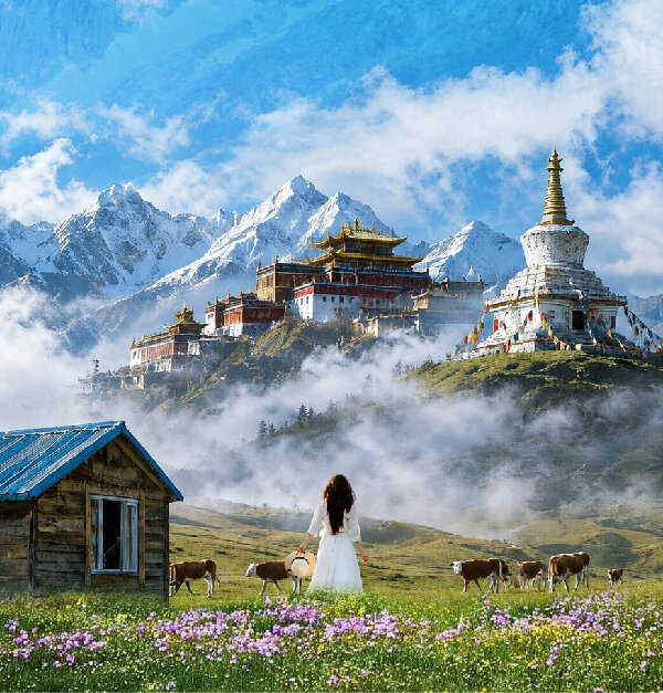 川西稻亚色达旅修线路图1·雪山（取伙旅修）